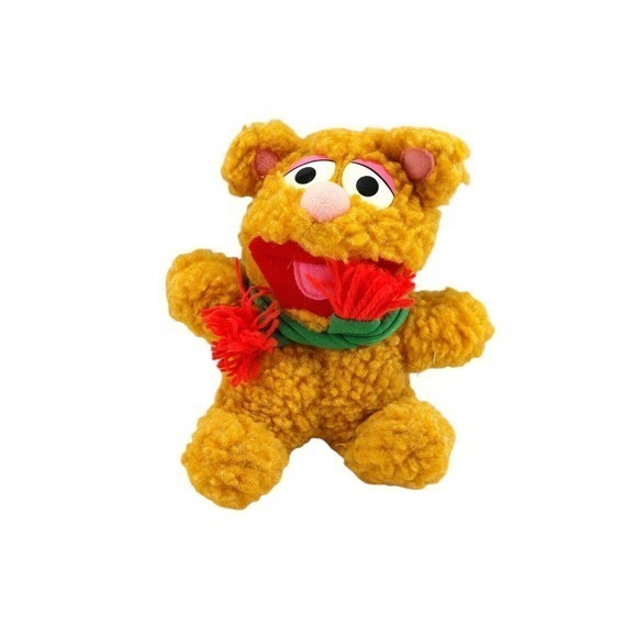 Vintage 1987 Henson Associates Baby Fozzie 9" Plush‎ Bear Red Green Scarf Toy - Picture 1 of 6